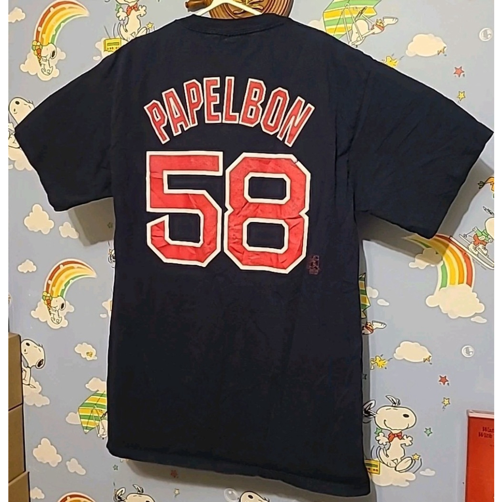 Boston Red Sox Papelbon #58 Majestic Navy Shirt Size Large MLB Players Series